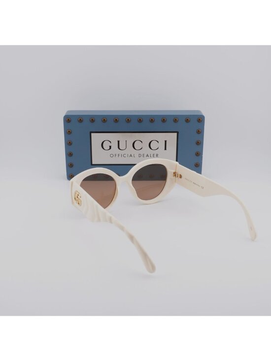 Gucci GG0809S 002 Cat Eye Sunglasses - Ivory / Brown main image 11